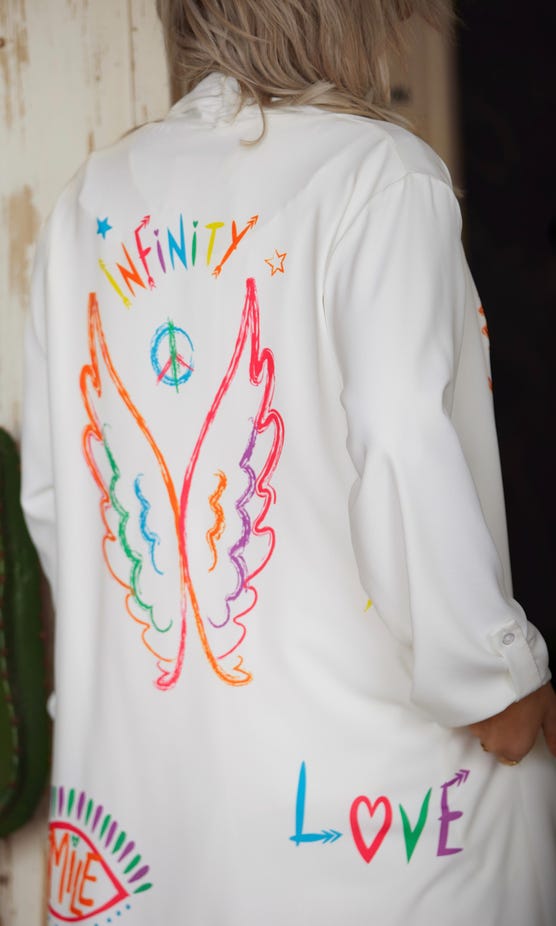 Kimono Randy Long Blanc Angel Infinity Multicolor