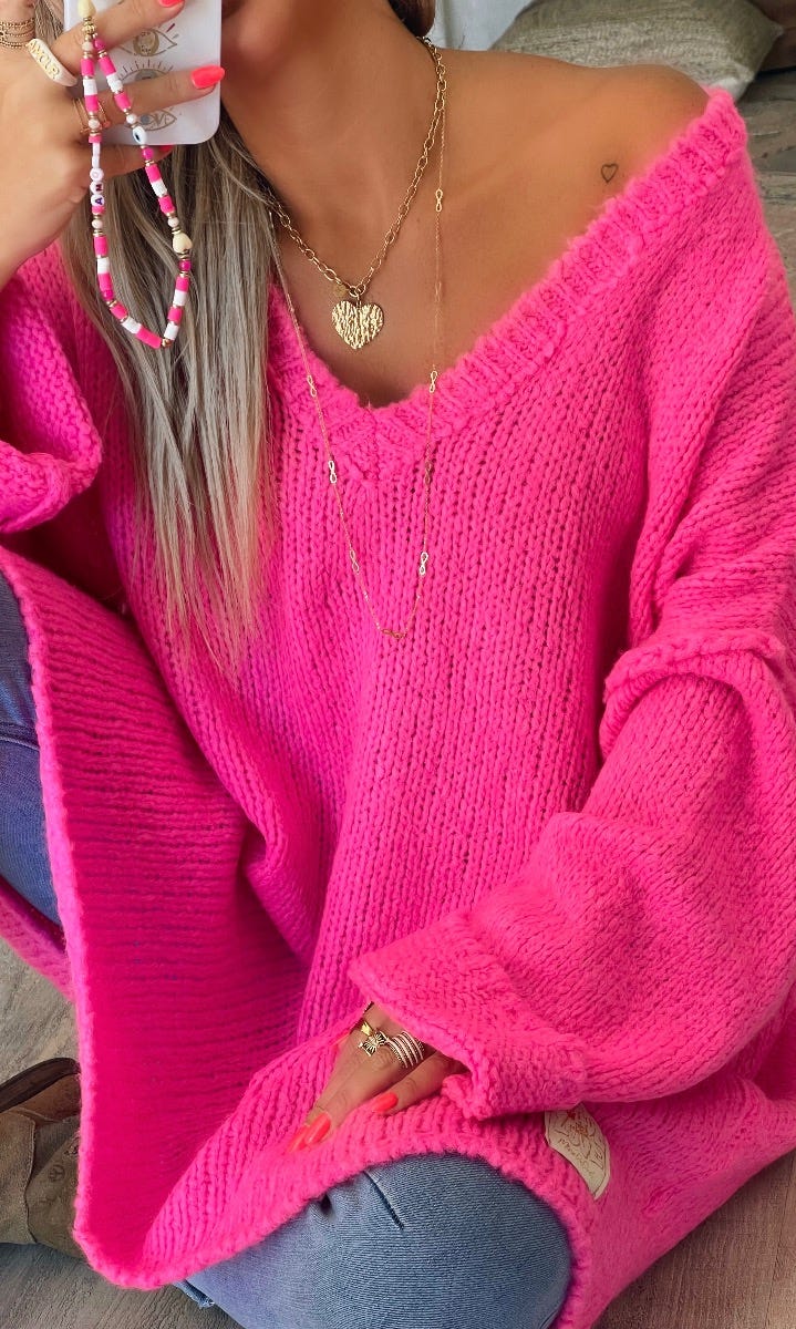 Pull Cory Oversize Rose Fluo