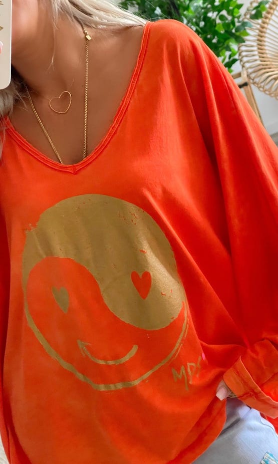 T-Shirt Luciano Oversize Orange Yinyang Smile