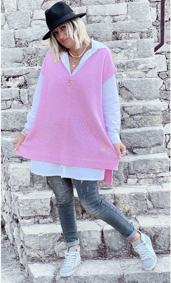 Pull Younes Sans Manche Oversize Rose