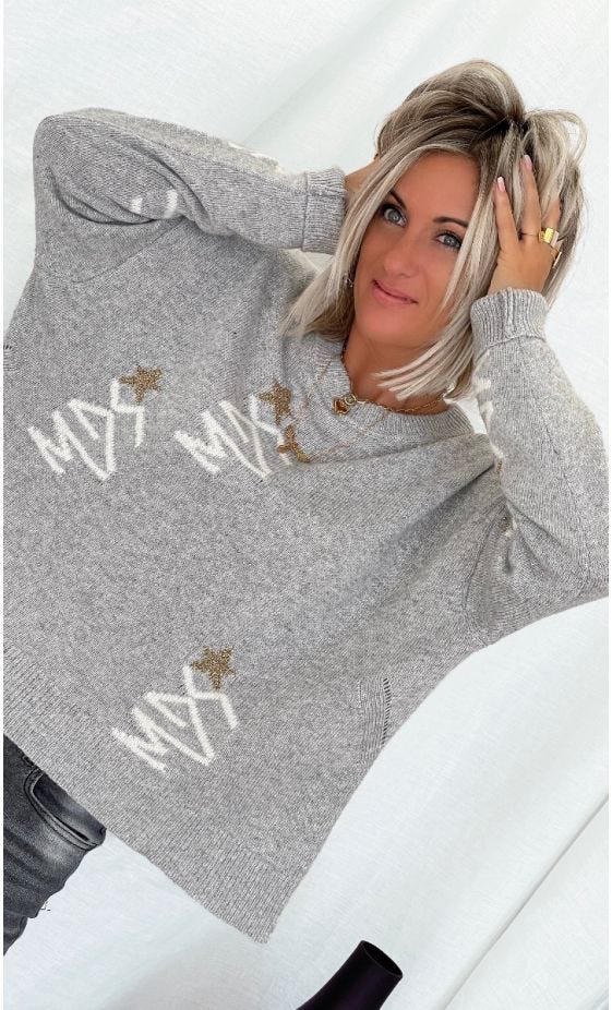 Pull Kenny Gris MDS Star Blanc & Or