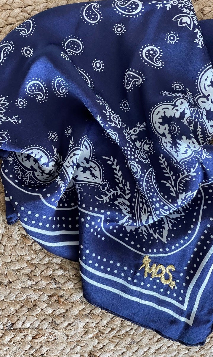 Foulard Théana Satin Bandana Bleu Marine