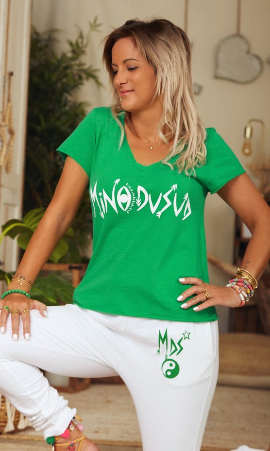 T-Shirt Magda Vert Brésil MinoDuSud Blanc