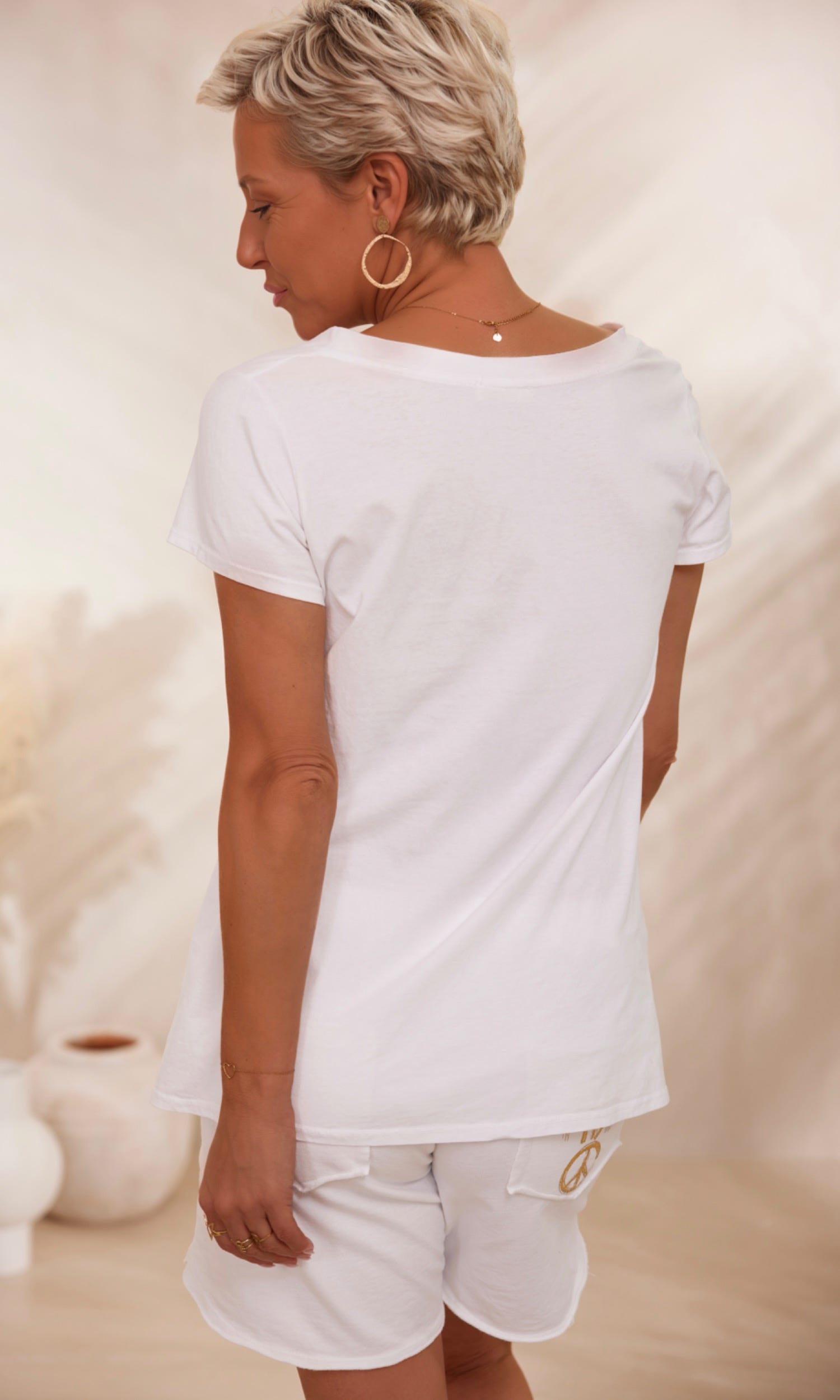 T-Shirt Elio MC Blanc Heart Joy Or