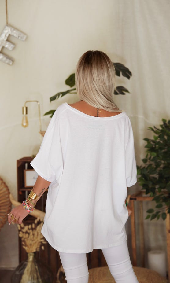 T-Shirt Iloé Court Oversize Blanc Maman Parfaitement Imparfaite